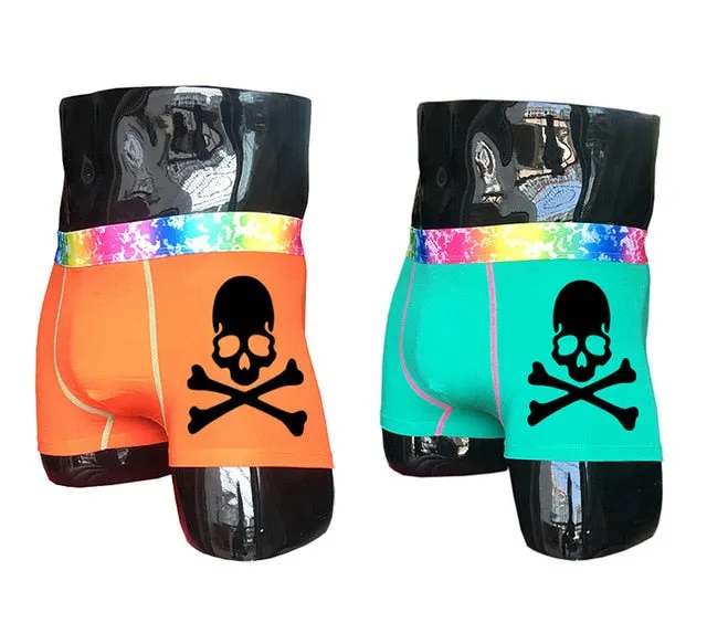 (2 piece/set) Skull Design Men's Colorful Underpants