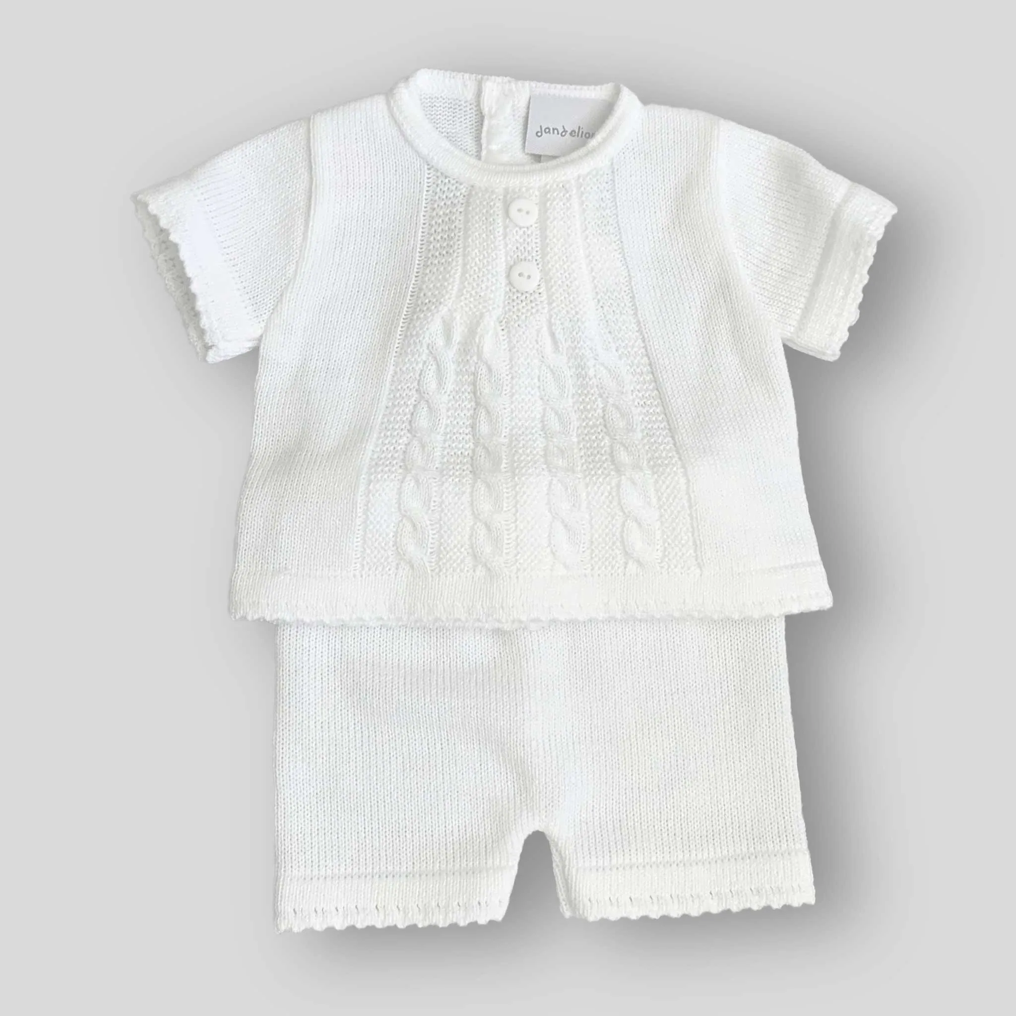Baby Boy White  knitted jam pant shorts top Two Piece Outfit