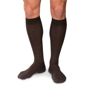 Brown Cotton Over the Calf Dress Socks