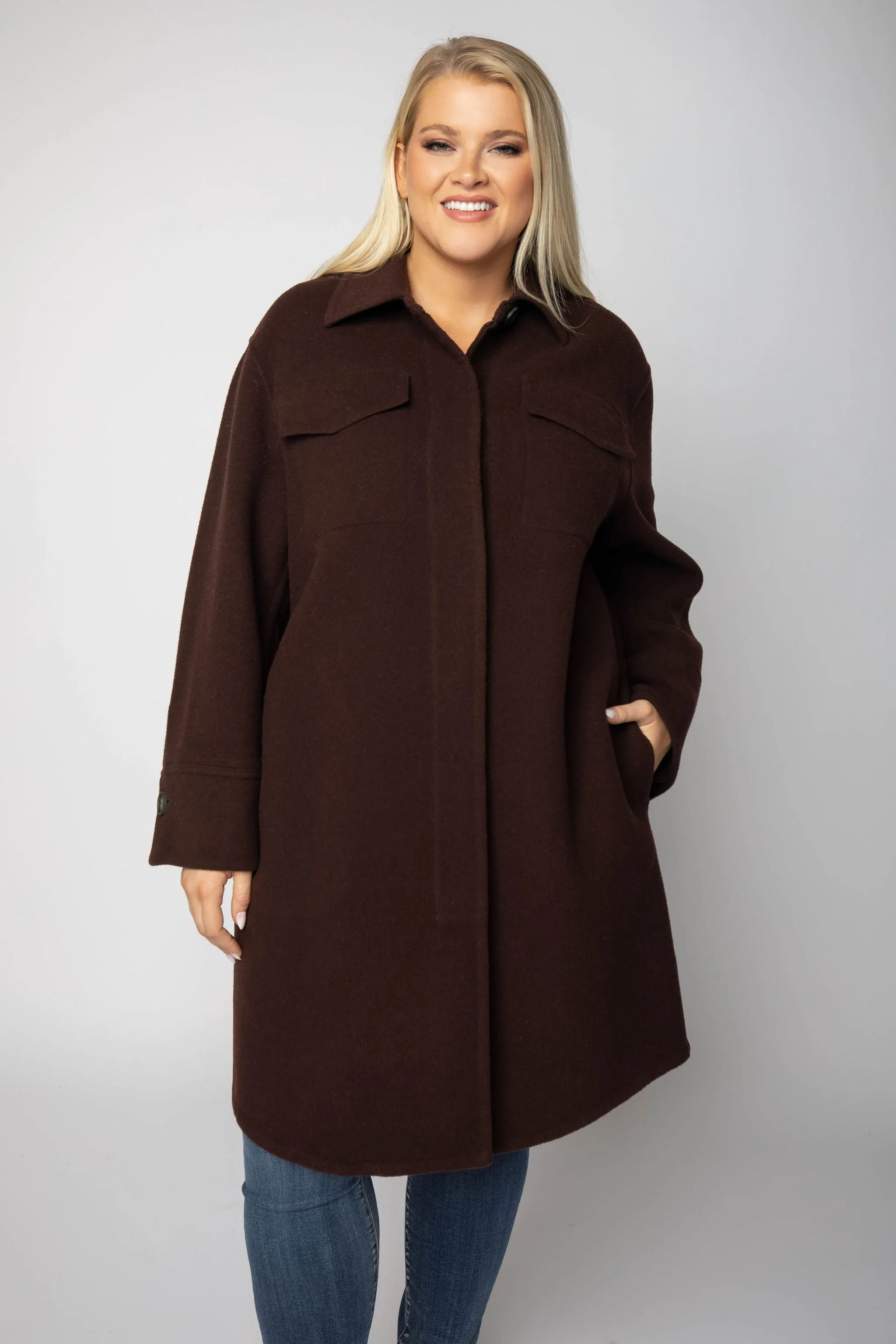 BRUSHED WOOL SHIRT COAT