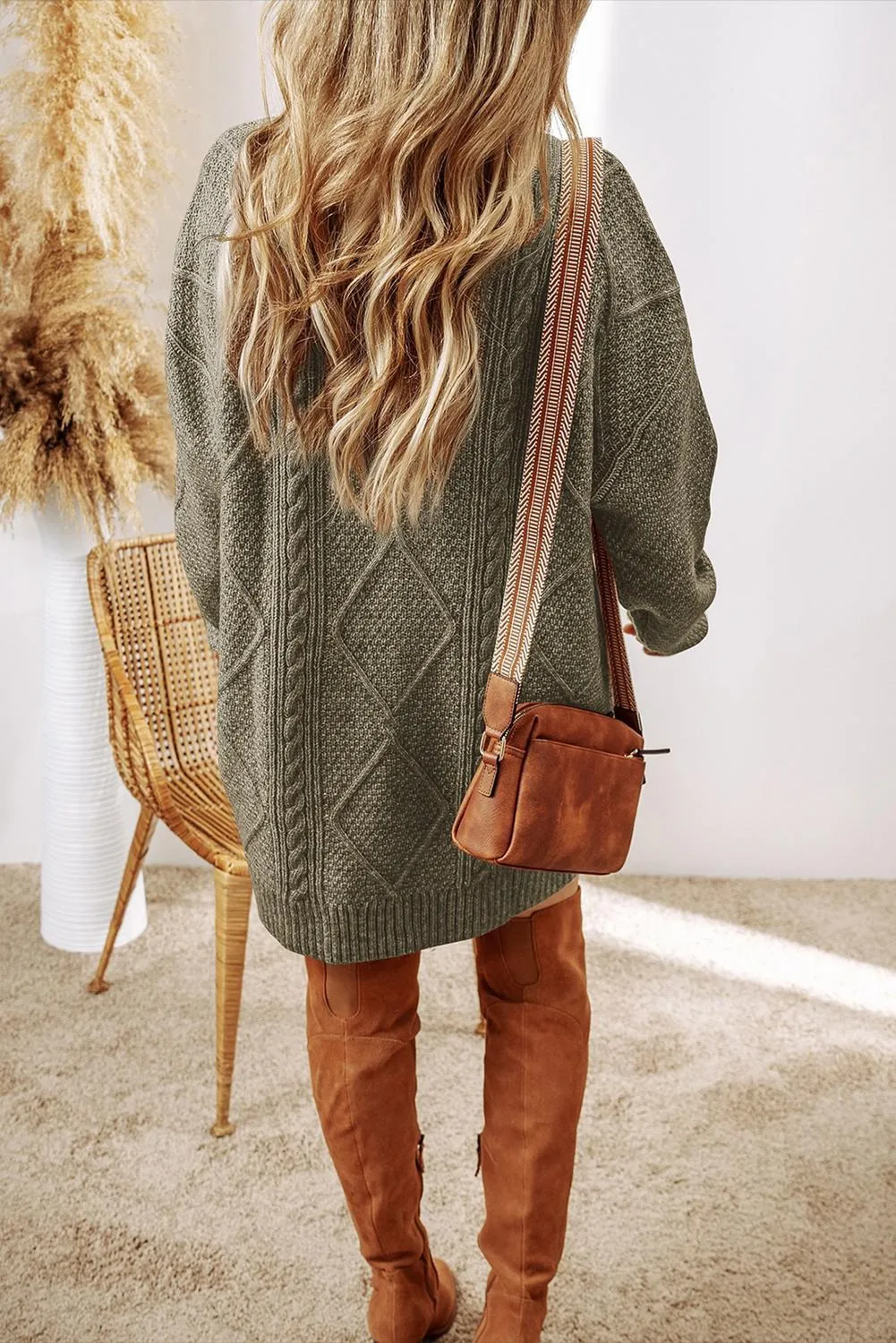 Cable Knit Drop Sweater Dress
