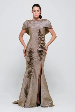 Cape-Effect Long Gown