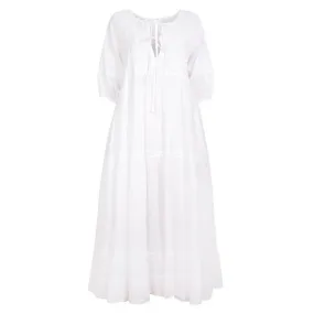 Chikankari-embroidered maxi dress in jasmine white