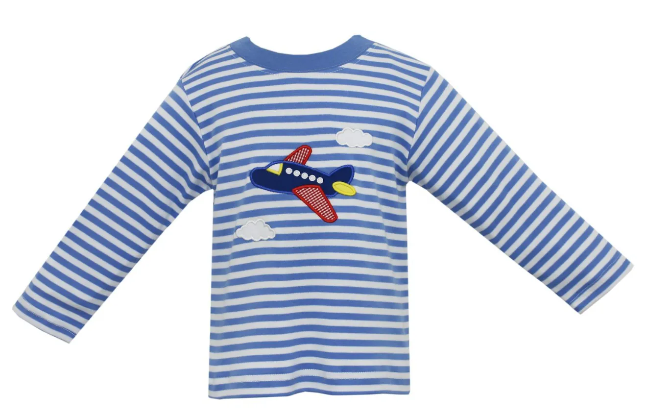 Claire & Charlie Applique Airplane Shirt