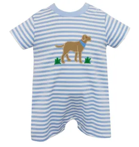 Claire & Charlie Knit Blue Striped Dog Romper