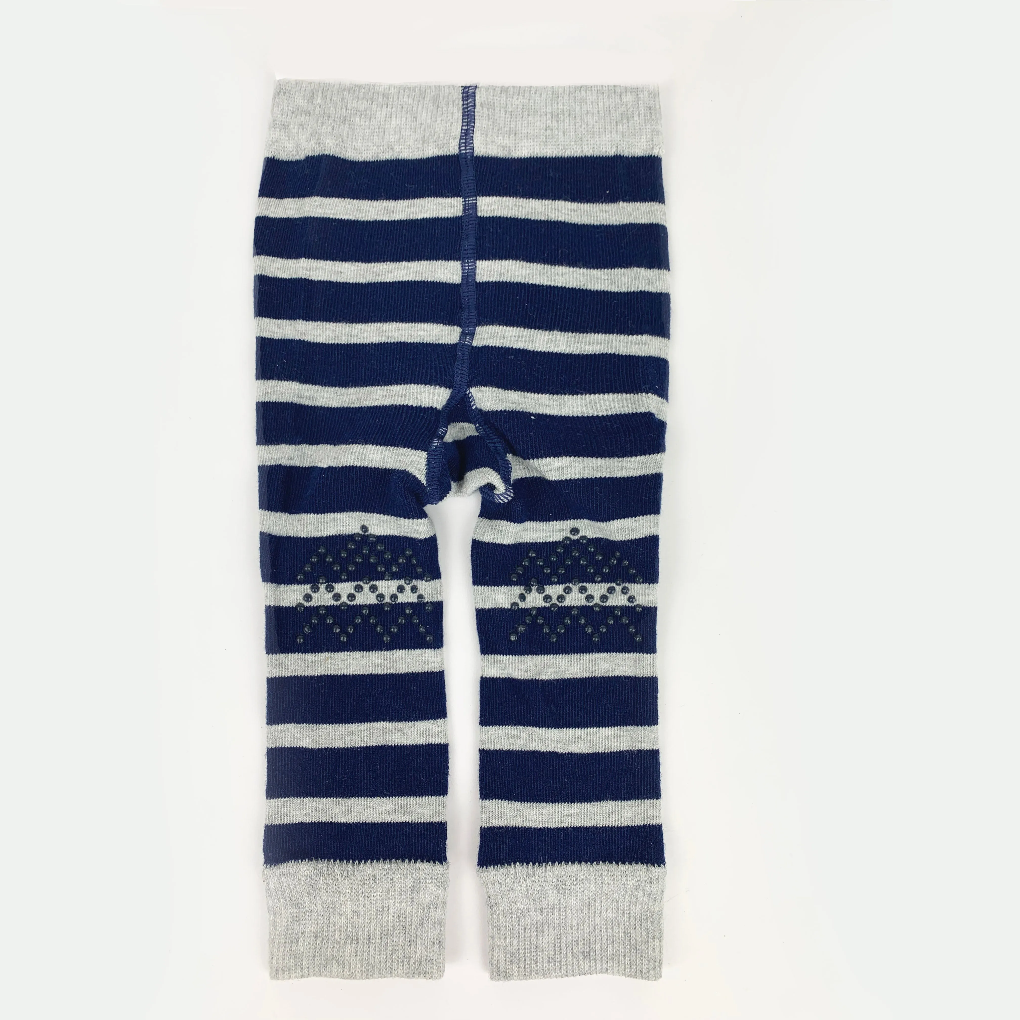 Cosy Leggings with non-Slip Knees - Navy   Grey Wide Stripe Footless tights