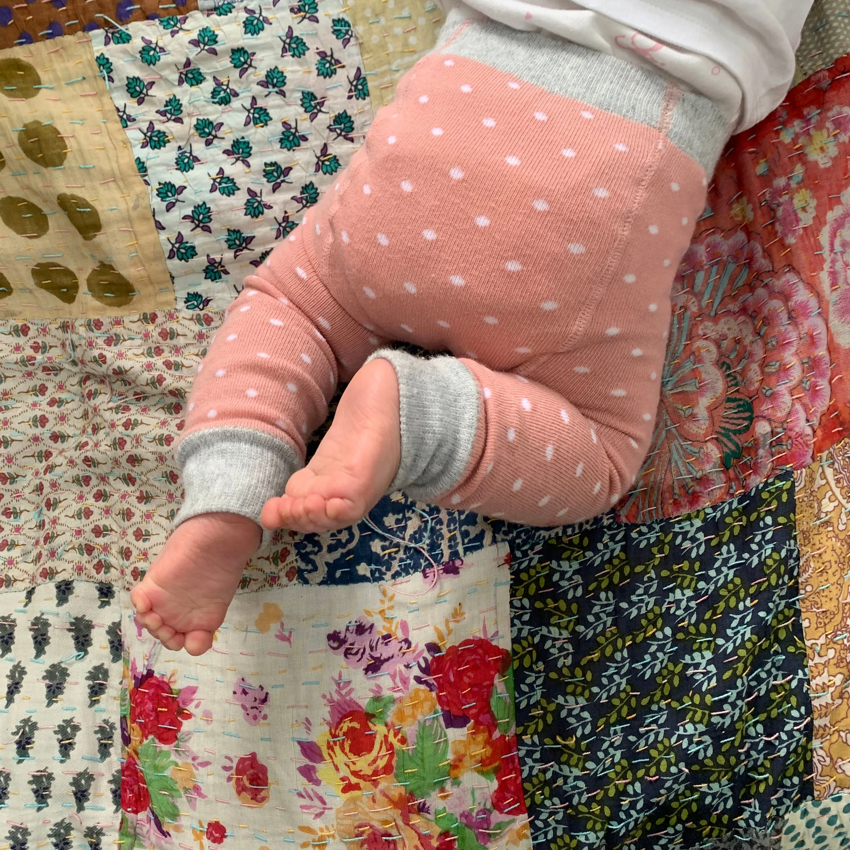 Cosy Leggings with non-Slip Knees -Pink Spot Footless tights
