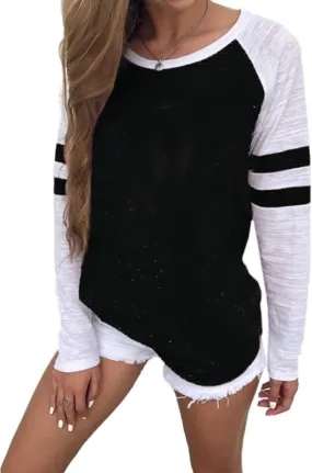 Famulily Women's Long Sleeve Baseball Tee Shirt Striped Top | Long Sleeve Baseball Tee | Casual Top | Sporty Top | Everyday Wear | Loungewear | Activewear