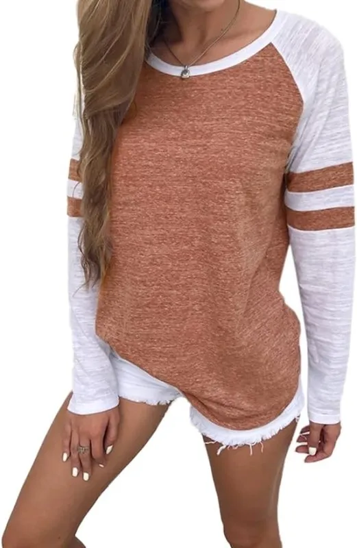 Famulily Women's Long Sleeve Baseball Tee Shirt Striped Top | Long Sleeve Baseball Tee | Casual Top | Sporty Top | Everyday Wear | Loungewear | Activewear