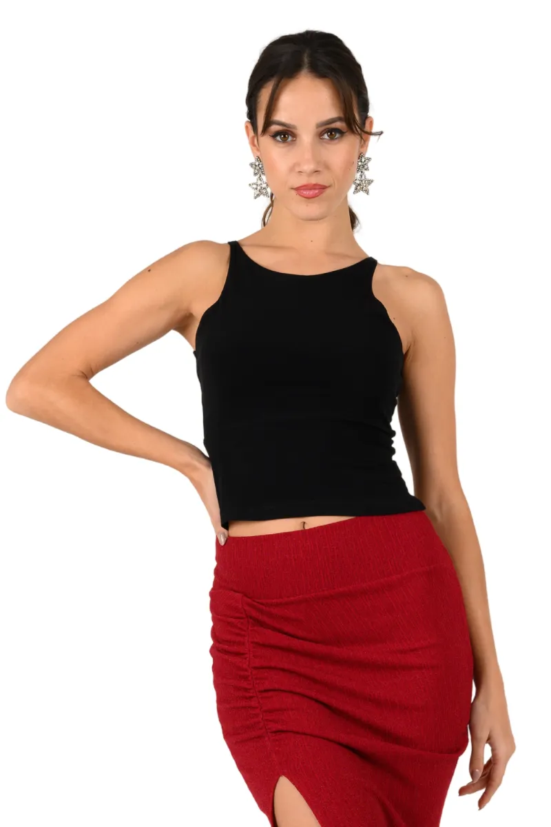 Keyhole Back Dance Sleeveless Crop Top