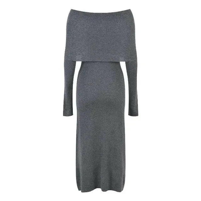 Knitted Dress for Women Autumn Winter Elegant Long Sleeve Sweater Dresses Korean Fashion Vestidos Midi