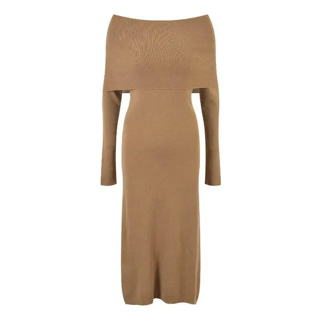 Knitted Dress for Women Autumn Winter Elegant Long Sleeve Sweater Dresses Korean Fashion Vestidos Midi