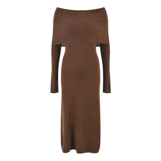 Knitted Dress for Women Autumn Winter Elegant Long Sleeve Sweater Dresses Korean Fashion Vestidos Midi