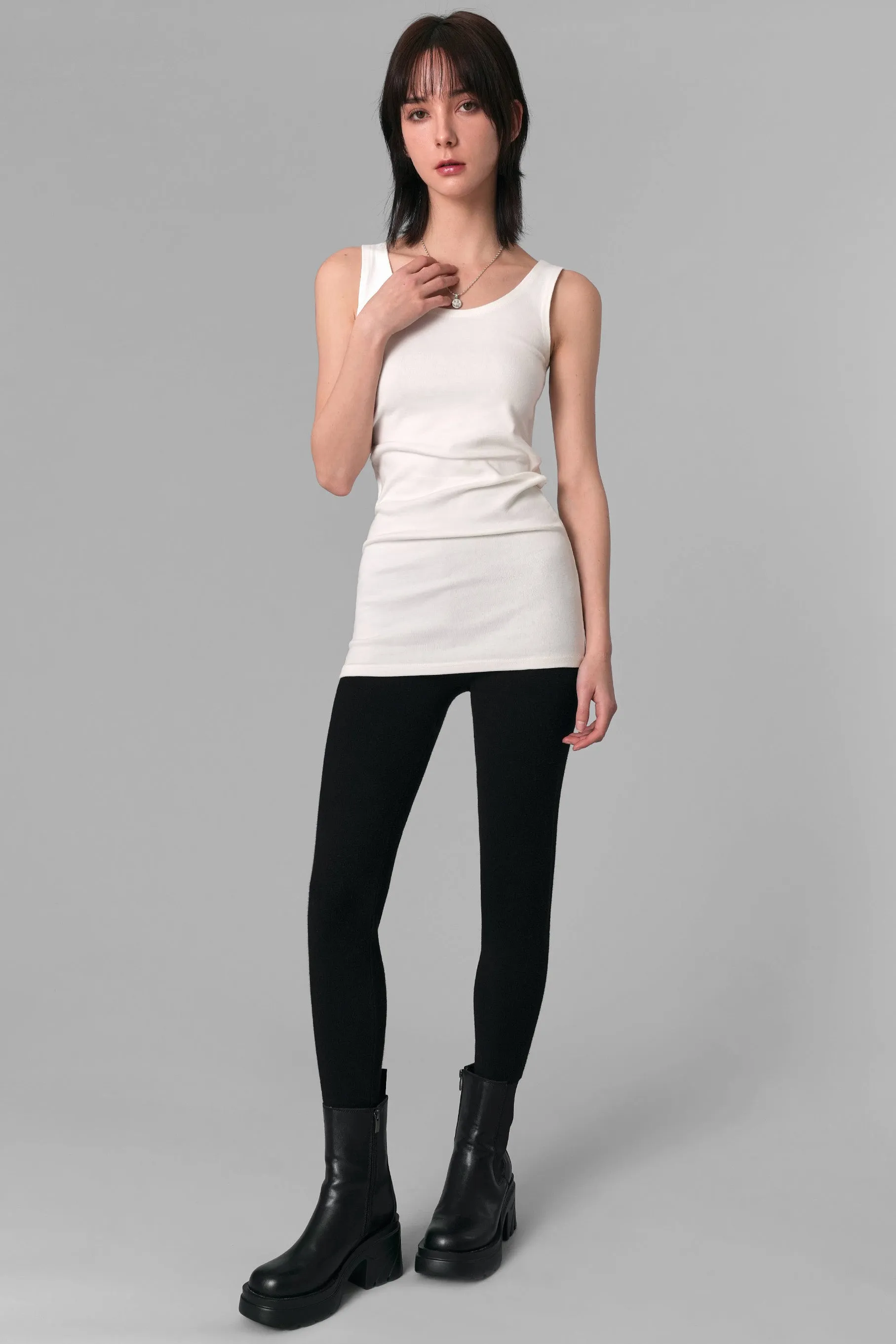 Long Scoop Neck Tank Top