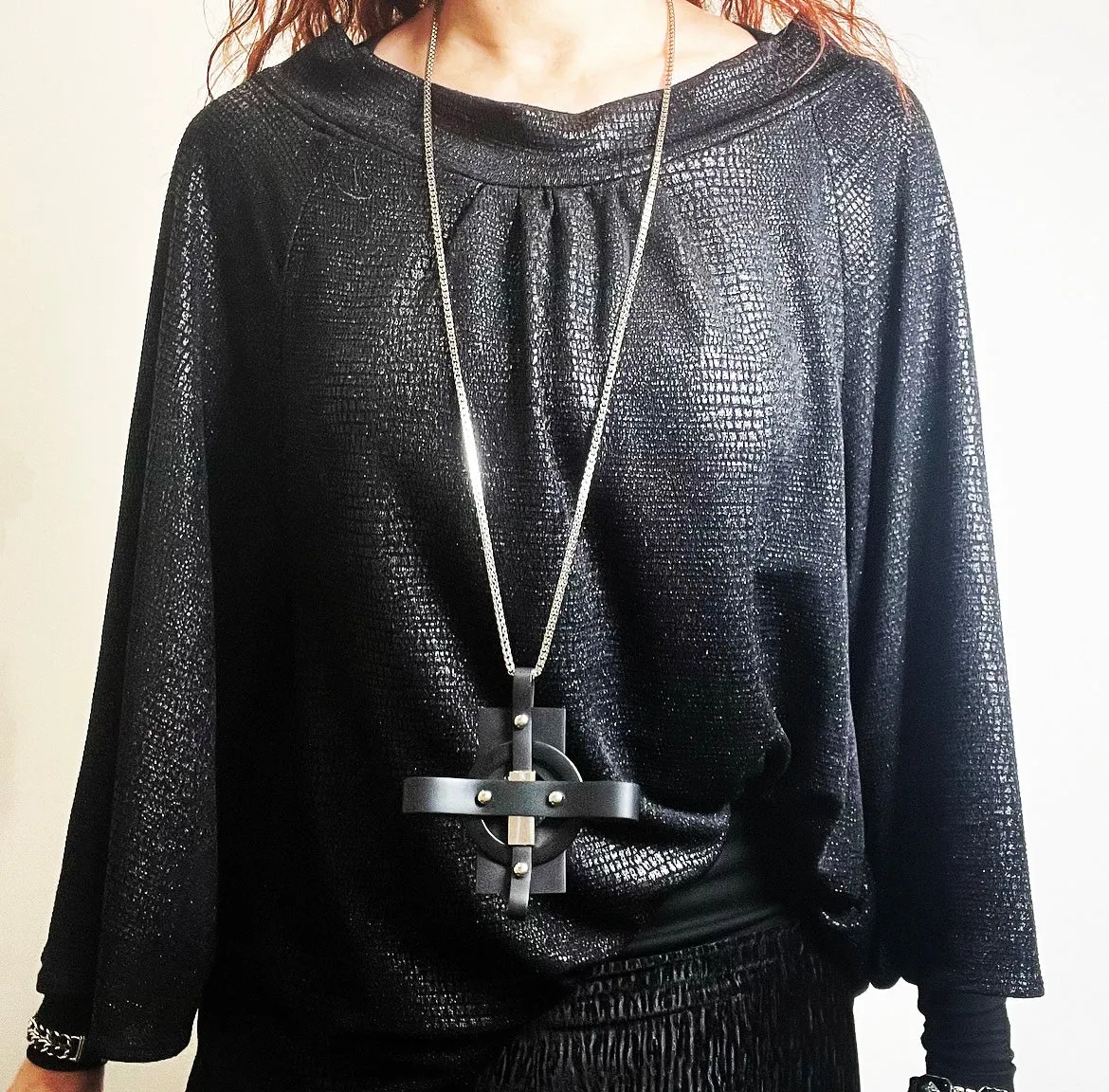 Loretta Top - Faux snakeskin with sparkle
