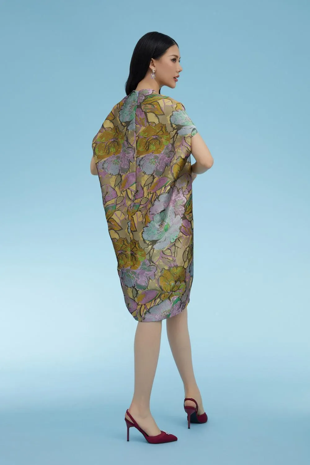 Matteo Tunic V-Neck Brocade Knee-length Dress