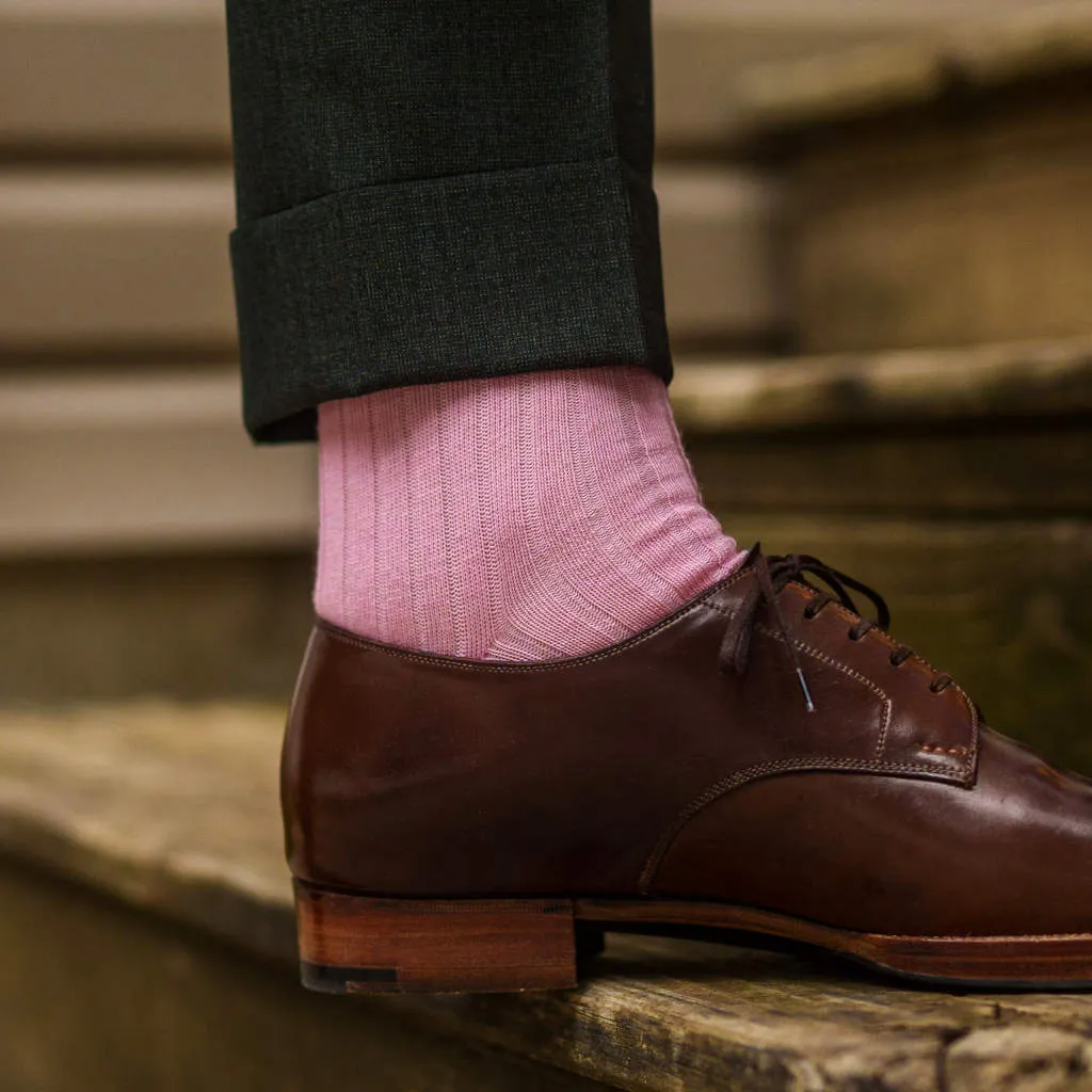 Pink Merino Wool Over the Calf Dress Socks