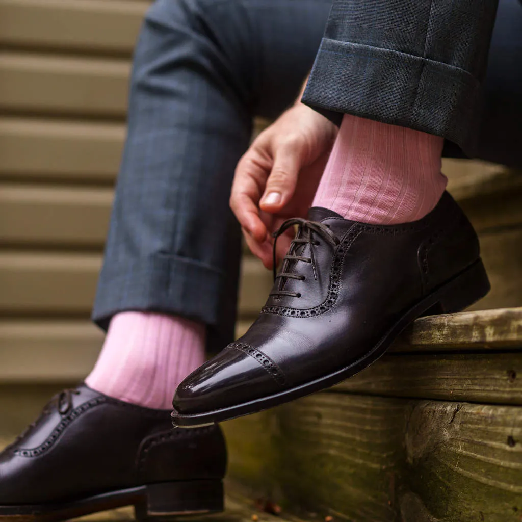 Pink Merino Wool Over the Calf Dress Socks