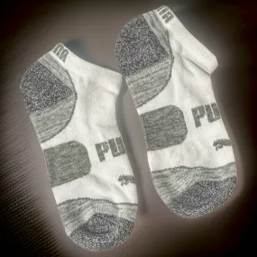 *PUMA* ANKLE SOCKS (GREY-WHITE) (8.5” LONG)