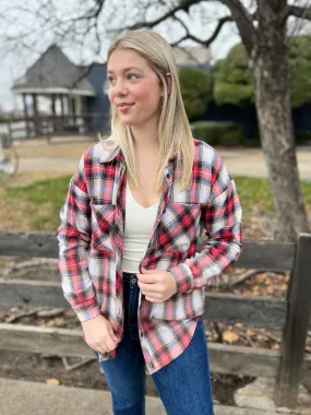 Santa Tell Me Bleached Plaid Top