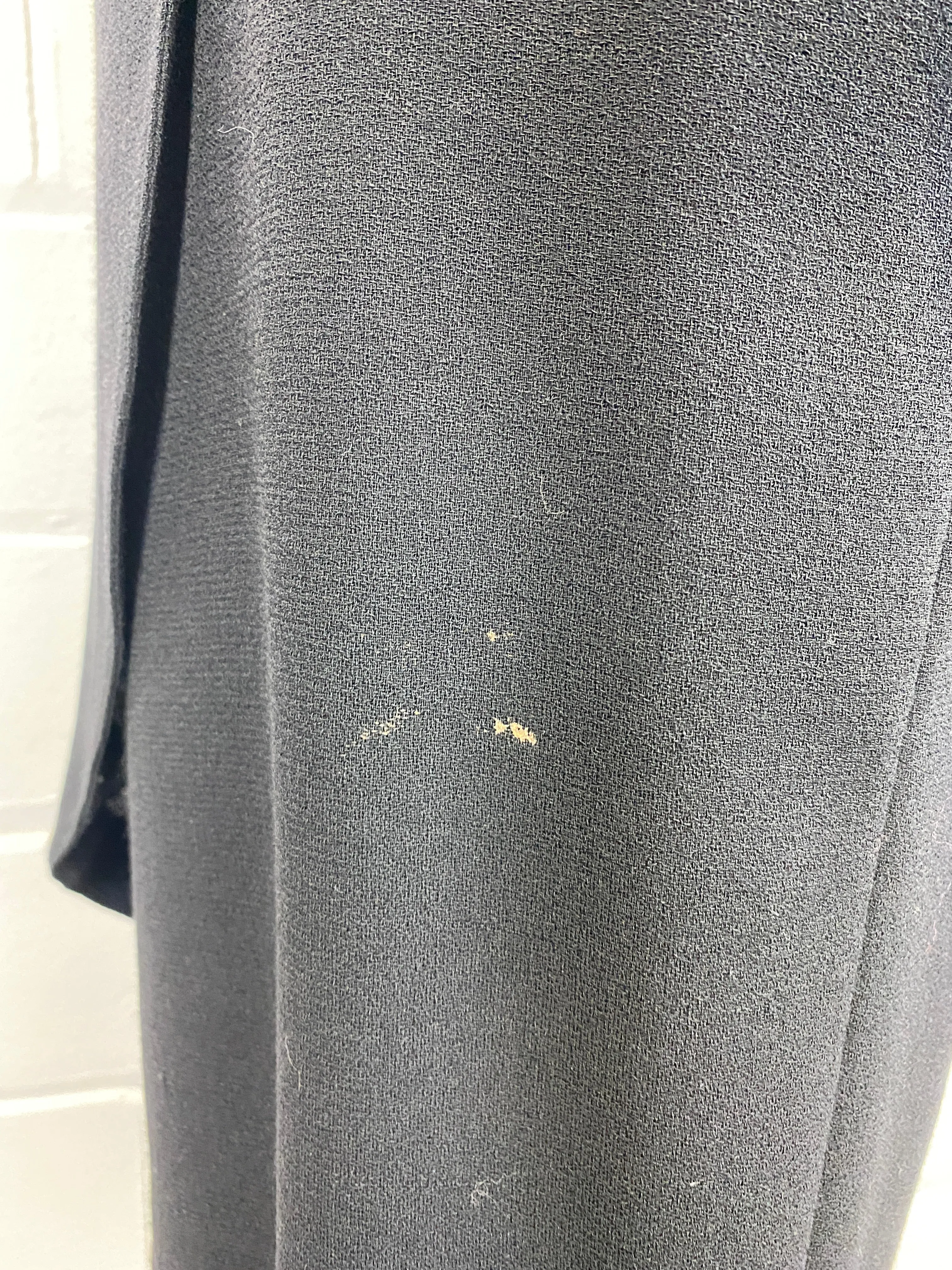 Vintage 1980s Guy Laroche Black Wool Crepe Coat Dress, Small