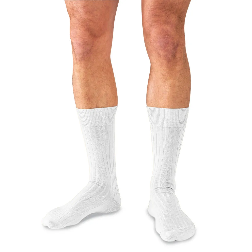 White Cotton Mid Calf Dress Socks