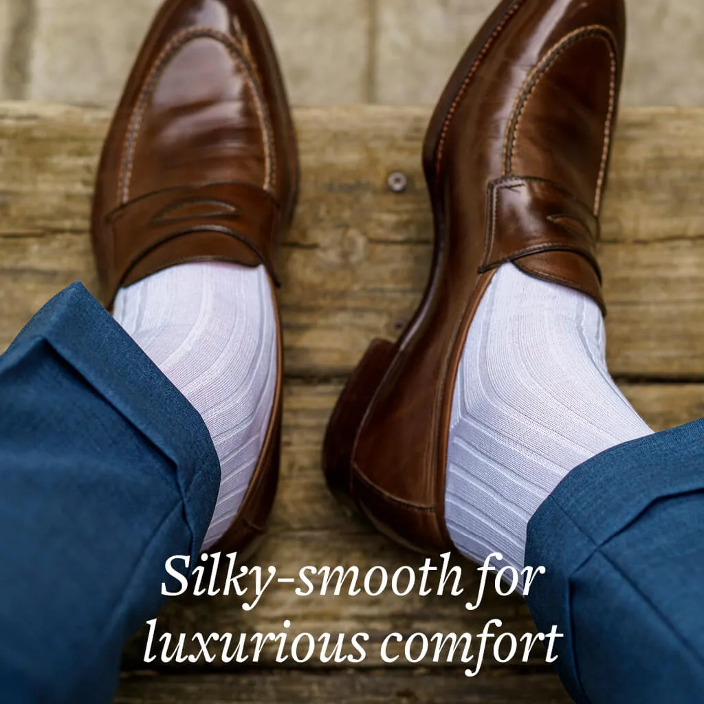 White Cotton Mid Calf Dress Socks