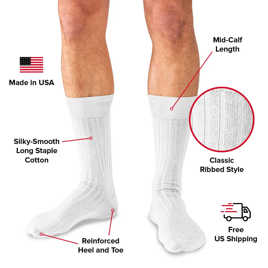 White Cotton Mid Calf Dress Socks