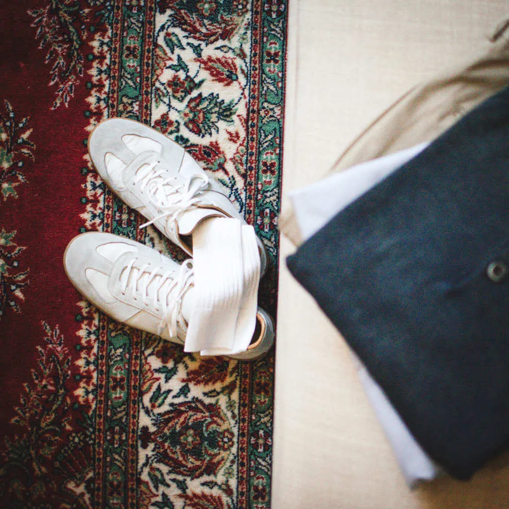 White Cotton Mid Calf Dress Socks
