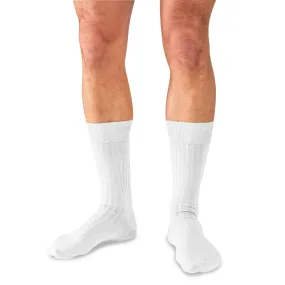 White Cotton Mid Calf Dress Socks