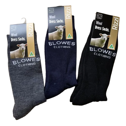 Wool Dress Socks - Navy | Black | Grey - Size 6-11